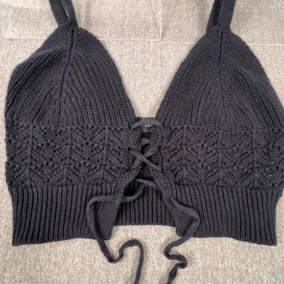 Arden B Lace Up Crochet Corset Crop Tank Top Adjustable No Size Boho Festival - Picture 5 of 9